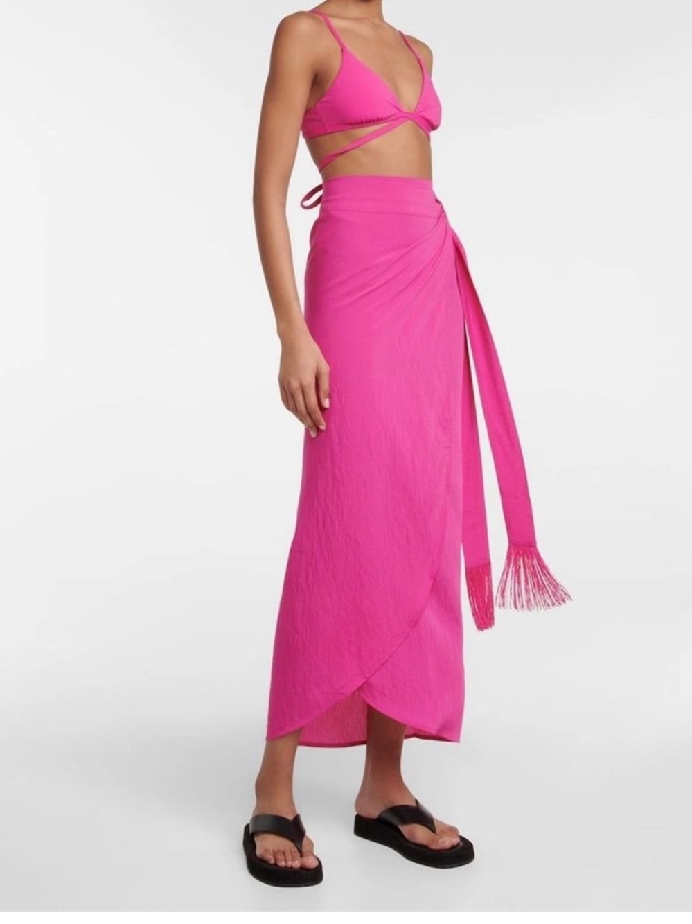 Jonathan Simkhai Sarong Sz O/S Pink Swimsuit Cover-Up Vacation Beach Resortwear。